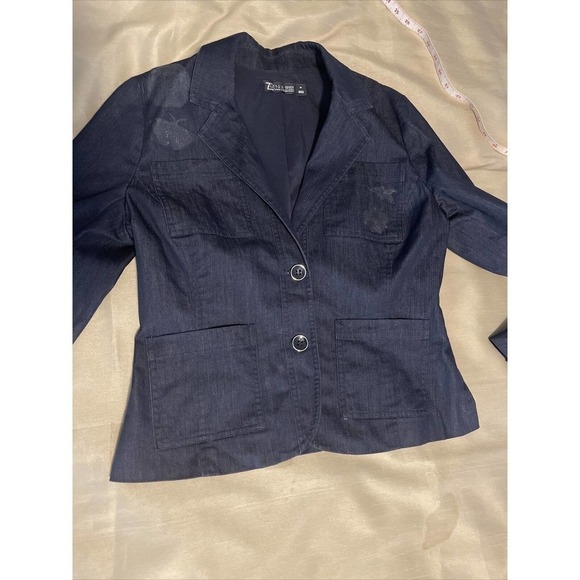 7th Avenue Design Studio New York & Co Blazer Jacket Women's Size M Blue Lined - Picture 10 of 12